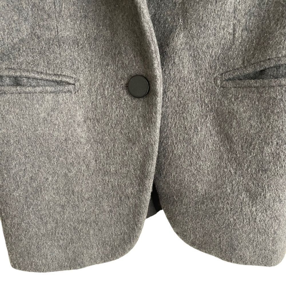 Babaton Charcoal Grey Wool Blazer with Black Faux Leather Sleeves Size 0 - Picture 6 of 8